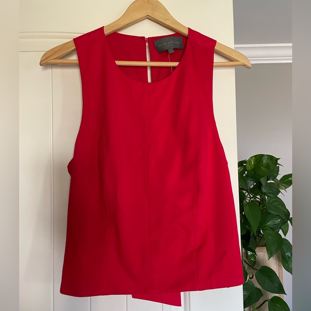 Anthropologie Red Bow Back Sleeveless Top - Picture 5 of 9